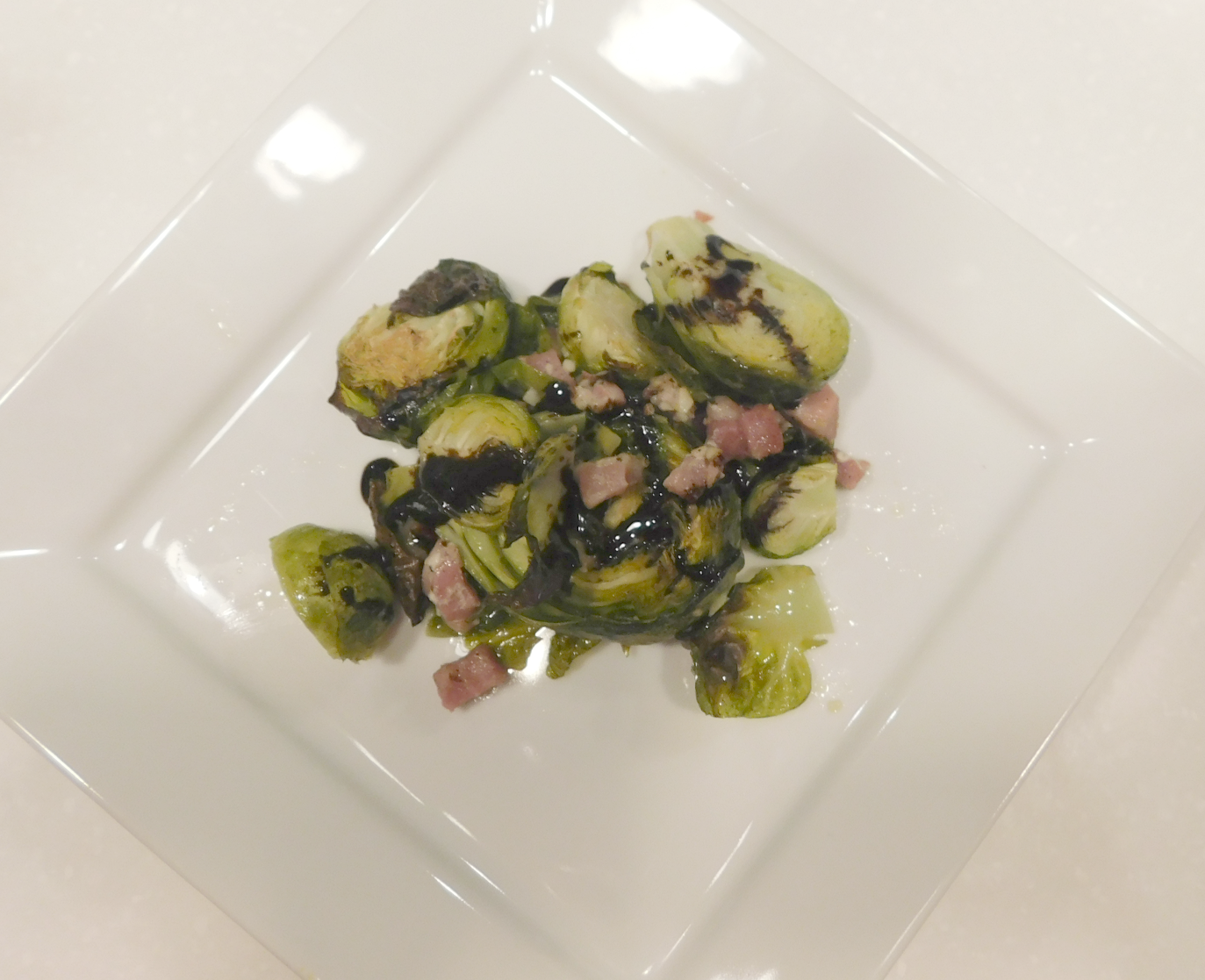 Roasted Brussels Sprouts with Pancetta and Balsamic Glaze