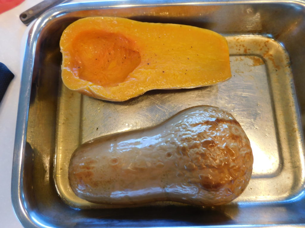 butternut squash roasted in a pan