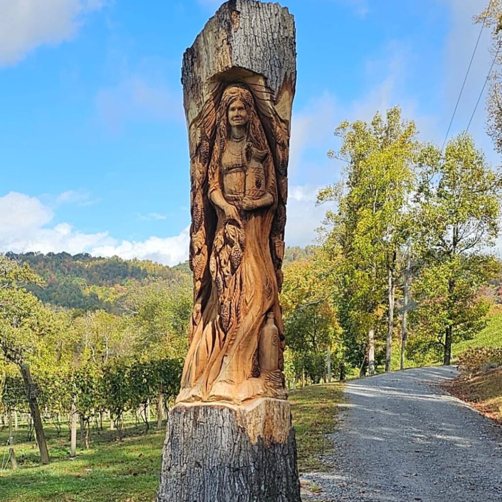 Statue of Amara the legendary wine goddess of the vineyard